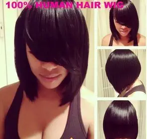 Fashion African American Oblique Long Bangs Short Bob Wig For Fashion African American Oblique Long Bangs Short Bob Wig For Black Women Synthetic Full Hair