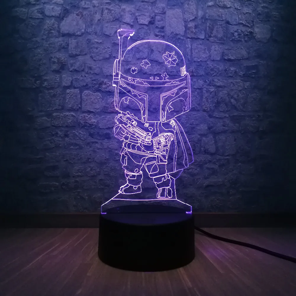 Звездные войны черный рыцарь 3D светодиодный светильник 7 цветов Изменение темного Вейдера Анакин ночной Светильник Светодиодный лампа детские игрушки Лава атака клонов