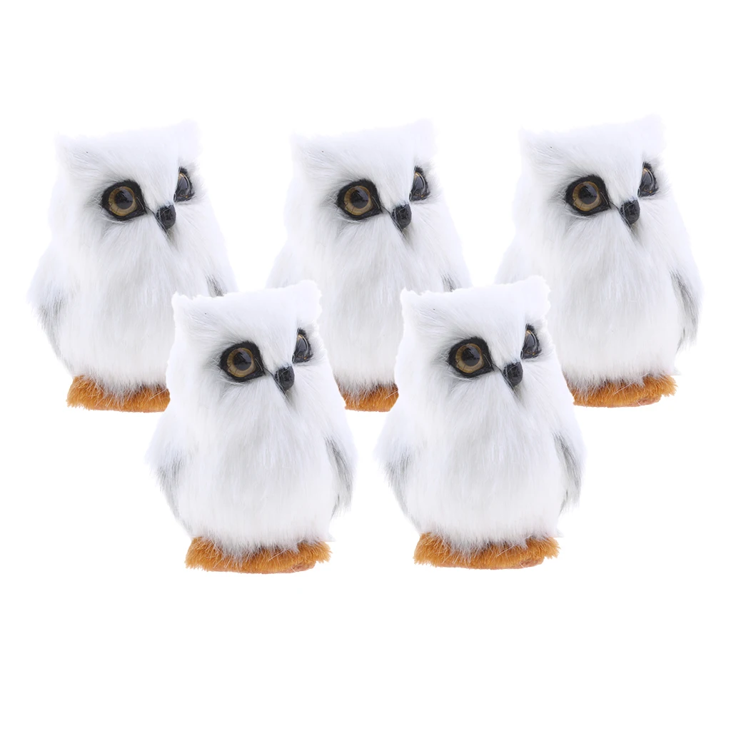 5Pcs Mini Simulation Owl Animal Home Decoration Simulation Artificial Owl White