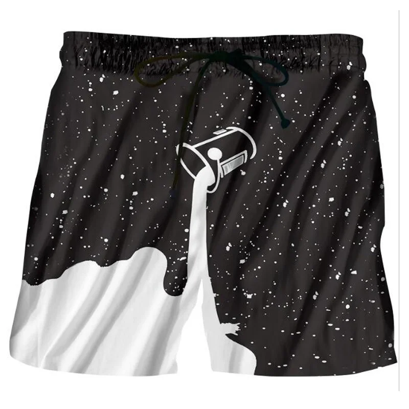 Milk Pouring 3D Print Men Board Shorts Hipster Fashion Men's Bermuda