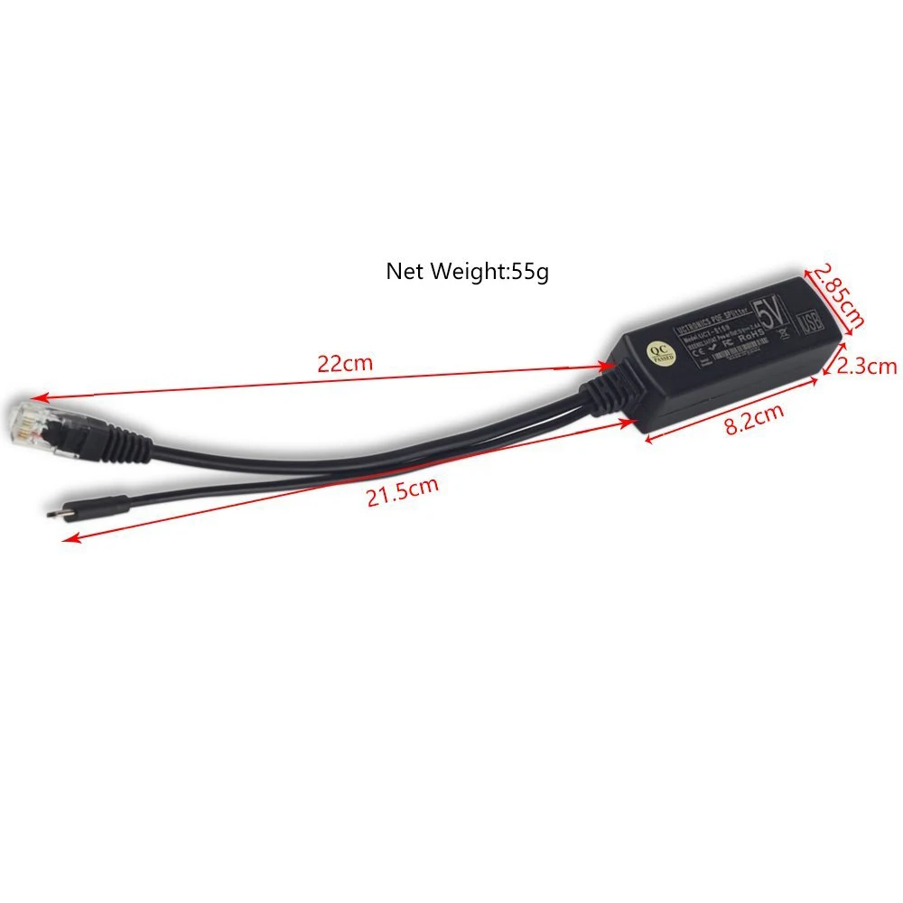 Cdycam анти интерференционный активный сплиттер PoE Power Over Ethernet 48В до 5В 2.4A IEEE 802.3af Micro