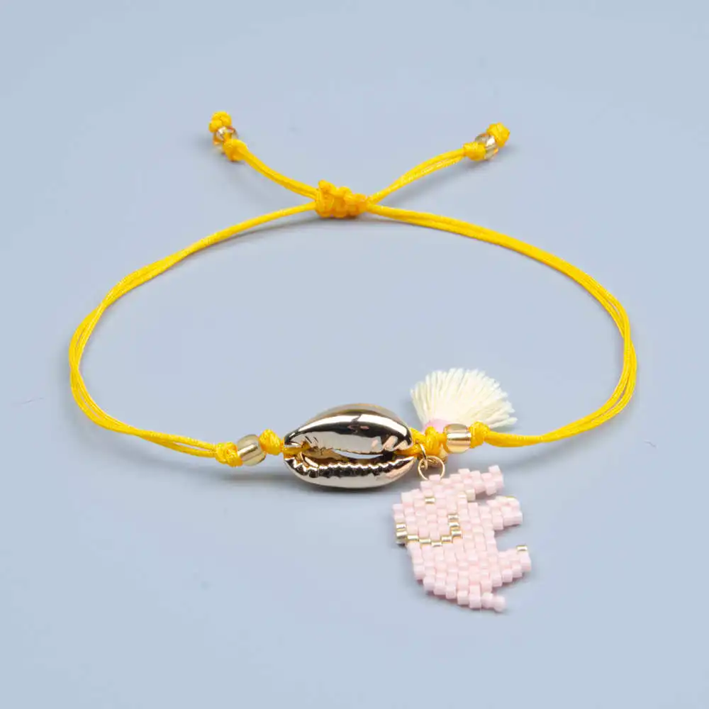 Go2boho браслет с подвеской в виде слона Золотая оболочка Pulseras MIYUKI браслет женские богемные ювелирные изделия Delica бусы кисточка подарок ручной работы - Окраска металла: MI-B180448A Shell