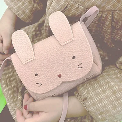Плюшевые рюкзаки детская маленькая сумка-мессенджер PU Мини Милая девочка дети сумка через плечо кошелек деньги детские сумки «кролик» - Цвет: pink