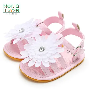 

2019 Summer Baby Girls Sandals Lovely Flower Newborn Infant Baby Girls Shoes Fashion Baby Girl Rubber Bottom Non-slip Sandals