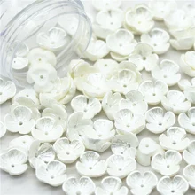 50 шт 10 мм чистый белый жемчуг цветок кабошоны | смолы Flatback Скрапбукинг Цветочные миниатюры | Искусственные цветы миниатюры