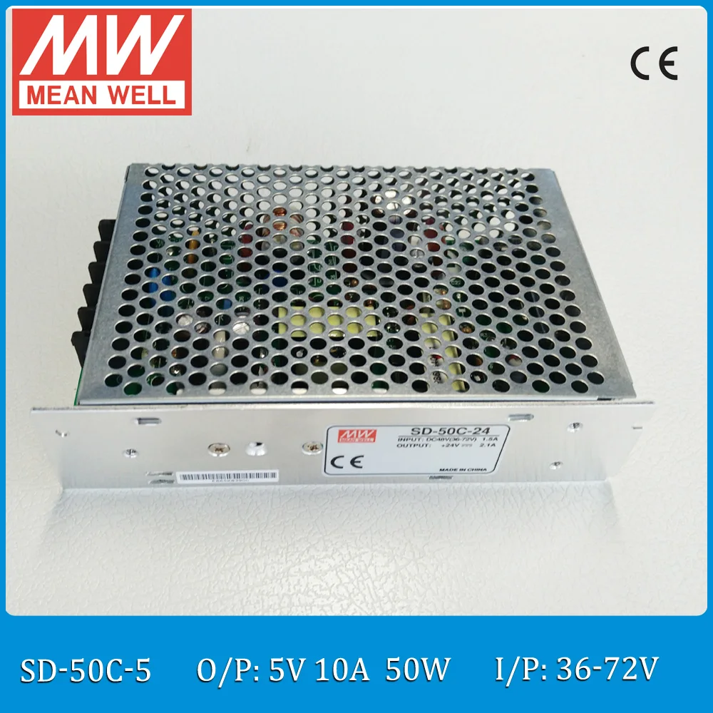 

Original MEAN WELL converter SD-50C-5 Input 36~72VDC to Output 50W 10A 5VDC enclosed type converter