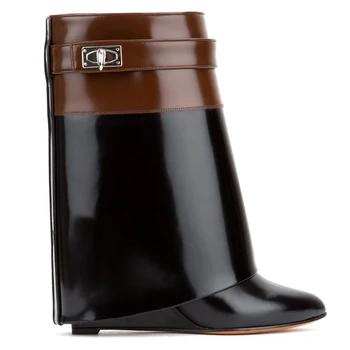 

Genuine Leather Women Ankle Boots Buckle Strap Design Plus Size Boots Luxury Brand Fashion Pointed Toe Lady Suede Botas Side Zip