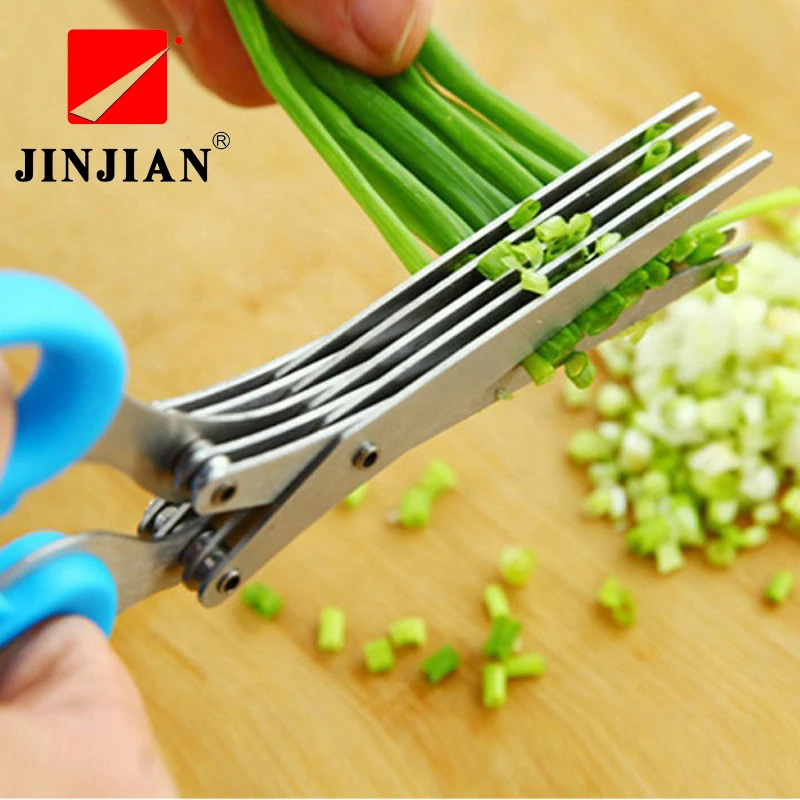 

JINJIAN Stainless Steel Manual Vegetable Cutter For 5 Layer Shredded Scallion Bade Herb Scissors Kitchen Knives Tools
