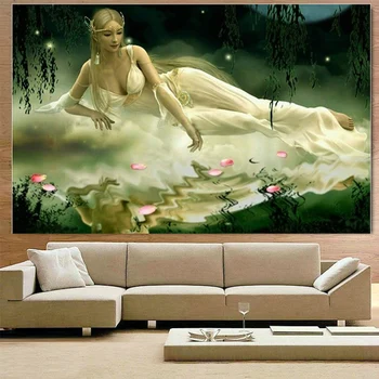 

Europe Beautiful Mermaid Cross-stitch Sale Fairy Beauty Patterns Embroidered Cross Stitch kits Home Decor In Stock people