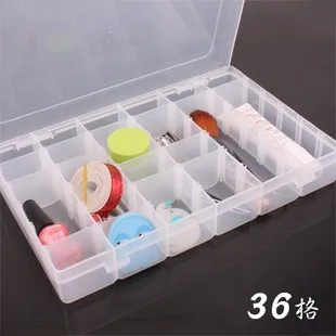 

36 Grids Transparent Compartment Adjustable Jewelry Necklace Clear Storage Box Case Holder Craft Organizer 17*27*4.5cm