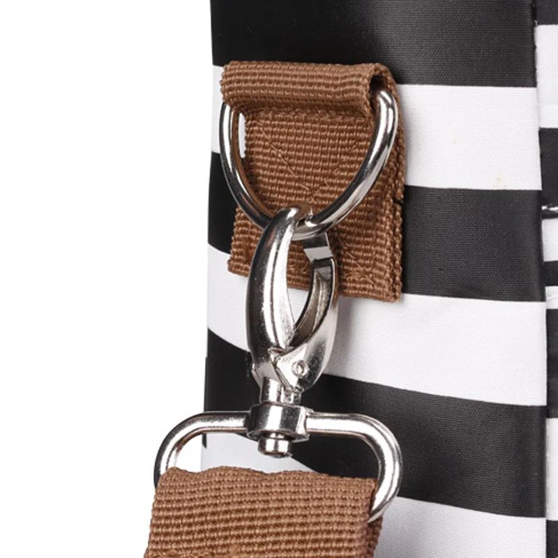 4 PcsSet Baby Diaper Bag Canvas Stripe Large Capacity Mummy Nappy Bags Fashion Mother Handbag Stroller Hook Shoulder Bag BB6006 (8)