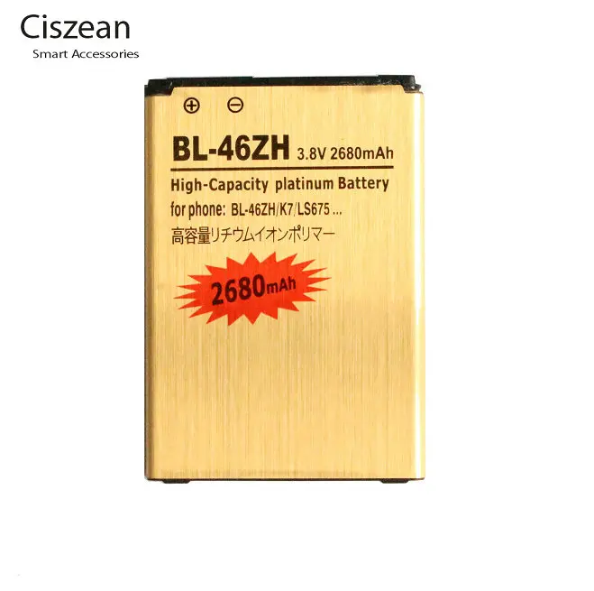 

Ciszean 1x 2680mAh BL-46ZH BL46ZH 46ZH 3.8VDC Gold Replacement Li-ion Battery For LG K7 LS675 + Tracking Code