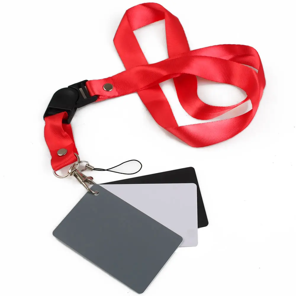 

3 in 1 White Black Gray Balance Digital Card kit Pocket-Size 18% Gray Card with Neck Strap for Digital Photography