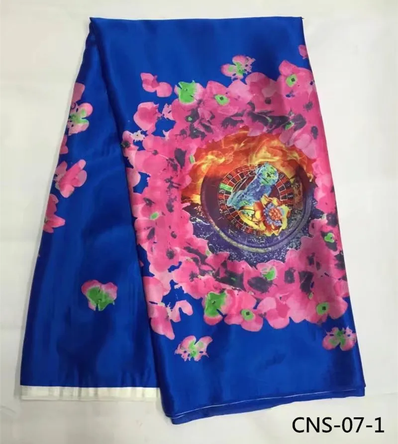 Hot selling african 100 real silk fabric 5 yards/lot beautiful printed