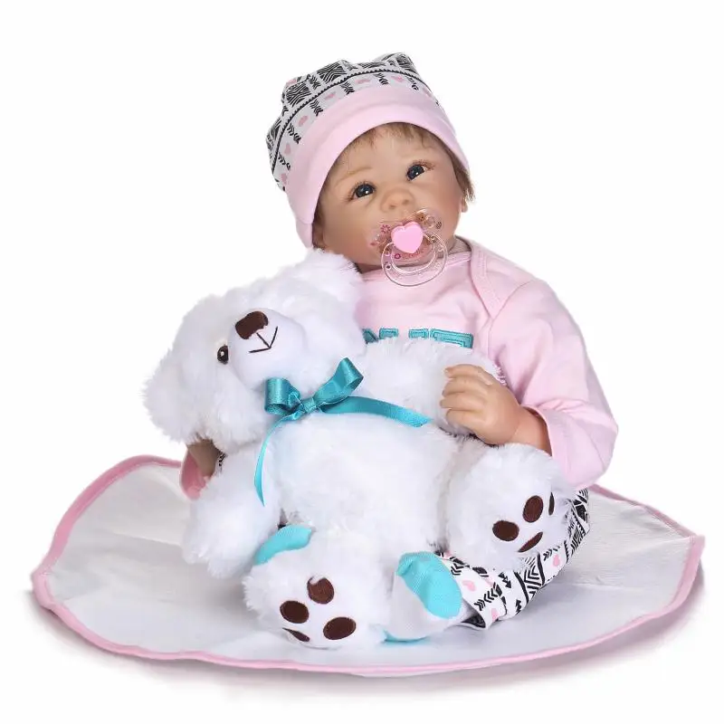 Bebe reborn 55 см Силиконовая Кукла игрушка для новорожденных девочек кукла принцессы