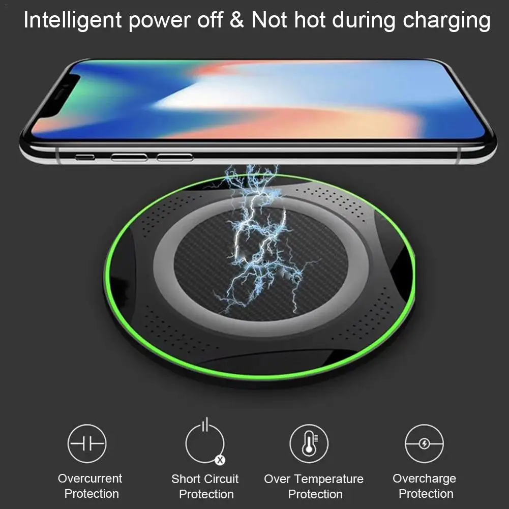 

Portable Ultra-Thin Mobile Wireless Fast Charger 10W High Power Compatible With All QI Enabled Smart Devices