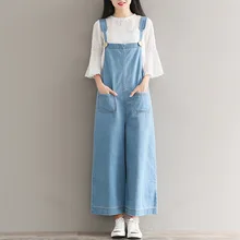 New Spring Summer Woman Plus Size 5xl Denim Overalls Korean Style Solid Spaghetti Strap Pocket Wide Leg Jeans Pants Rompers