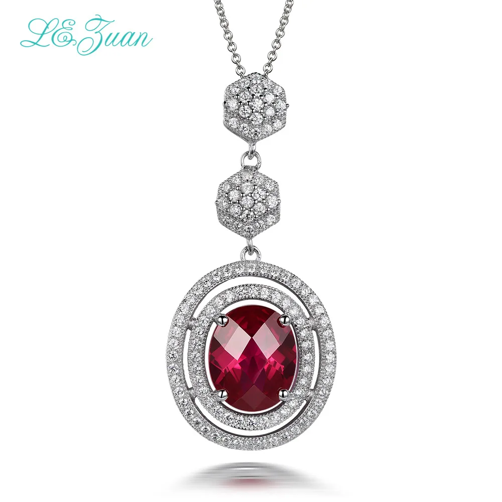 L& zuan S925 стерлингового серебра Цепочки и ожерелья с 5.26ct красный камень Роскошная подвеска с рубином, хорошее ювелирное изделие, для Для женщин Рождественский подарок - Цвет камня: Красный
