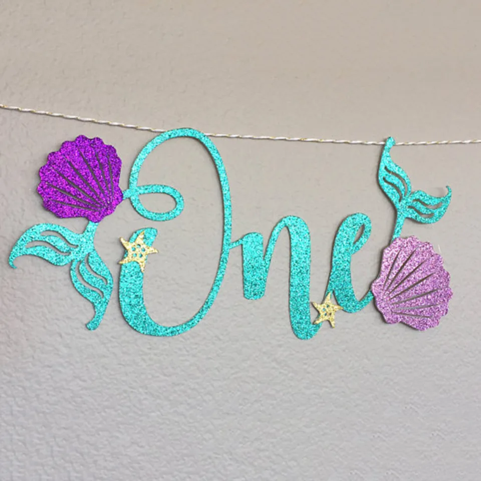 Letter Birthday Paper Card Kids Happy Birthday Banner Flag Shell Mermaid Party Garlands For Birthday Flags Party Decorations Banners Streamers Confetti Aliexpress