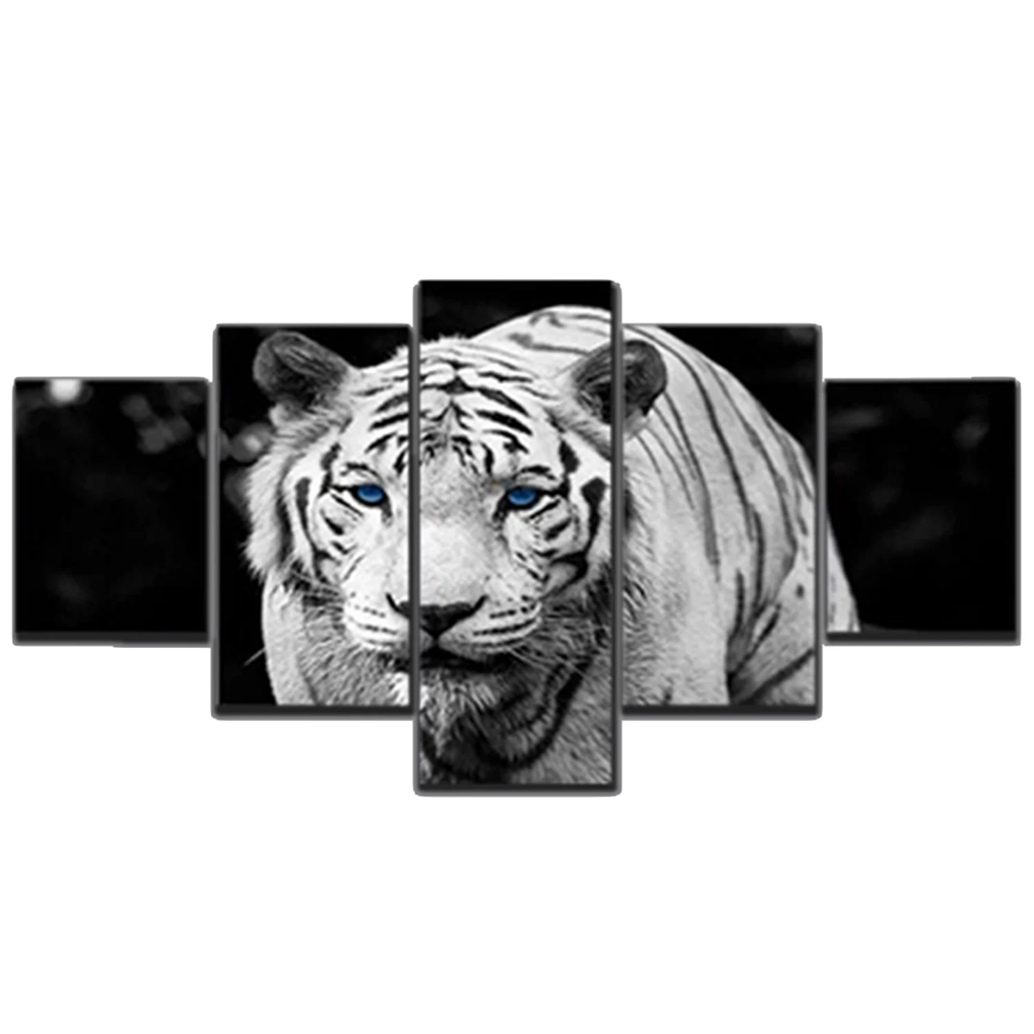 5 Pcs Cool Tiger Style Dicetak Kanvas Set Decoration Wall Art untuk Rumah Ruang Tamu Kamar Tidur Hotel Pub- INTL
