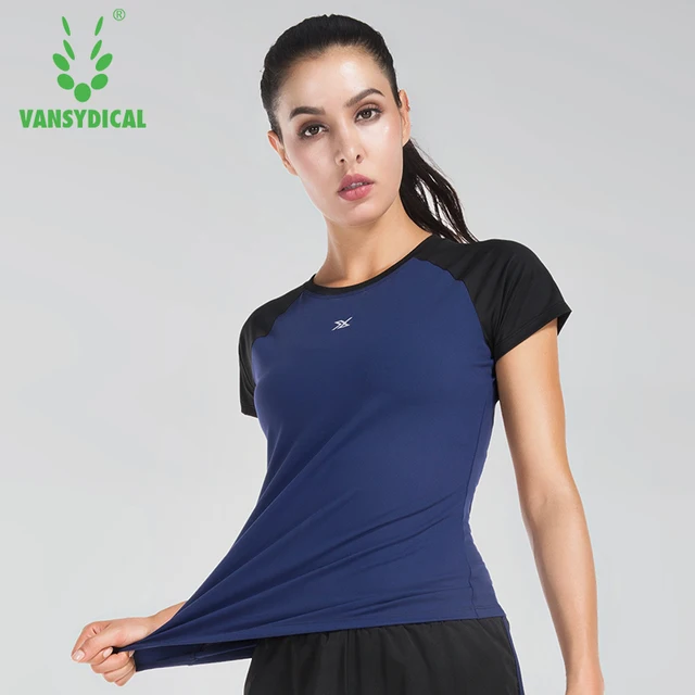Vansydical Short Training Tees Workout Running Shirts Yoga Women's nm8wvN0
