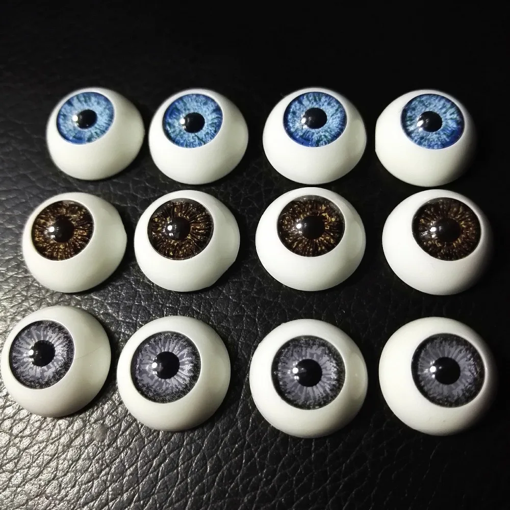 12pcs(6pairs) 16mm Doll Eyeballs Half Round Acrylic Eyes for DIY Doll Bear  Crafts Mix Color Plastic Doll EyeBall Doll Toy Parts