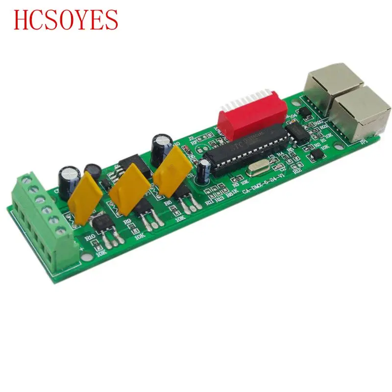 (1 шт./лот) 3-канальный 3CH со светодиодным декодером RJ45 DMX512 RGB-контроллер для