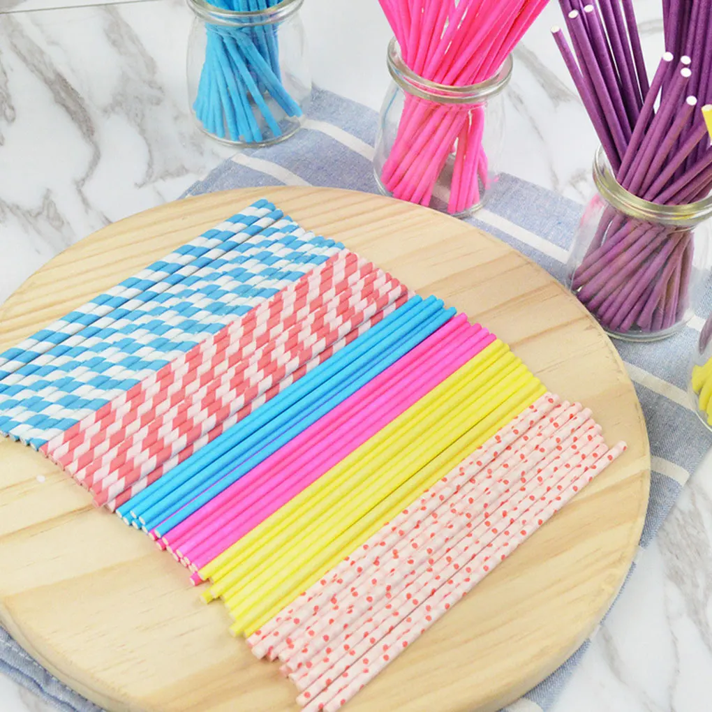 Mixed Color Chocolate Candy Supplies Solid Lollipop Paper Sticks Food