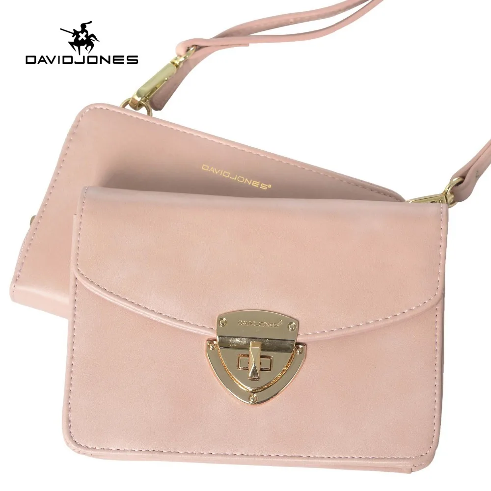 

DAVIDJONES Women 2 Piece Multi-use Cross body bag Purse Bag Vintage Handbags Women Messenger Bags Female Purse Shoulder bags