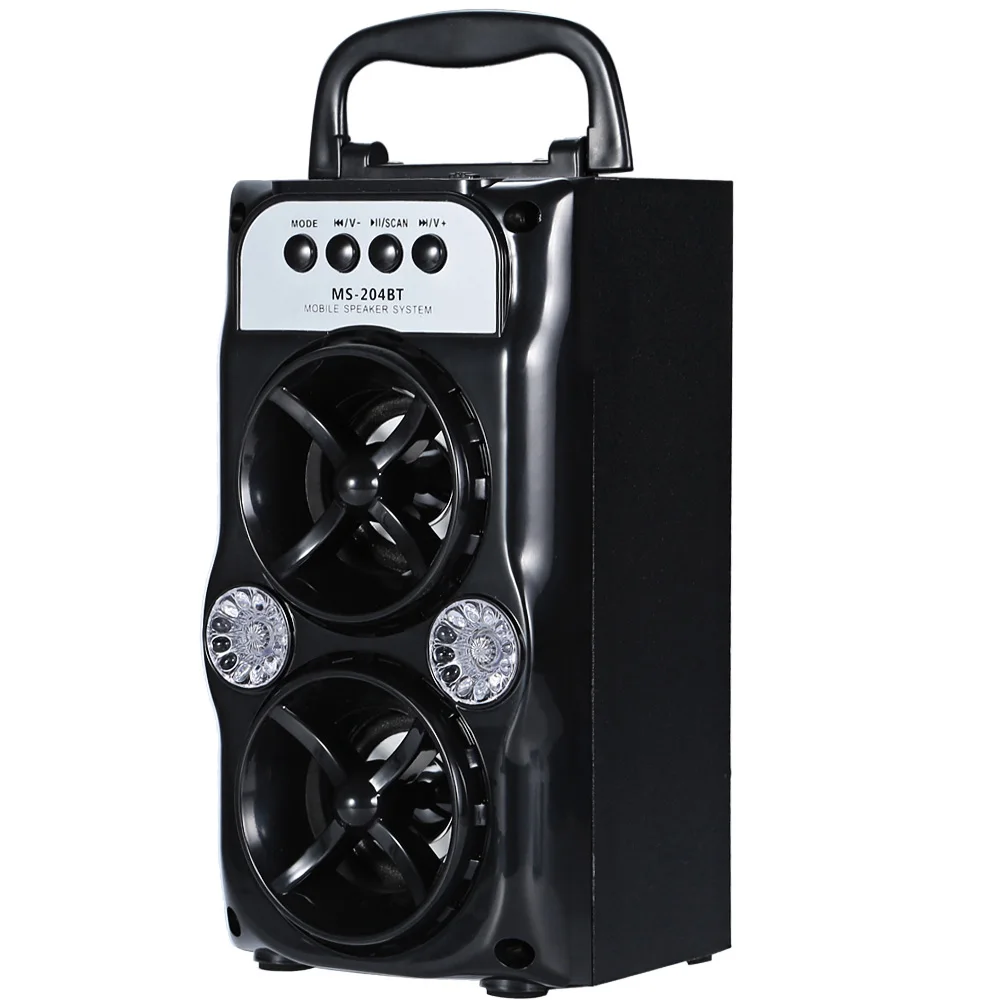 MS-204BT Portable High Power Output Multimedia FM Wireless Bluetooth Speaker Two-Channel Stereo Loudspeaker Support AUX 800mAh |