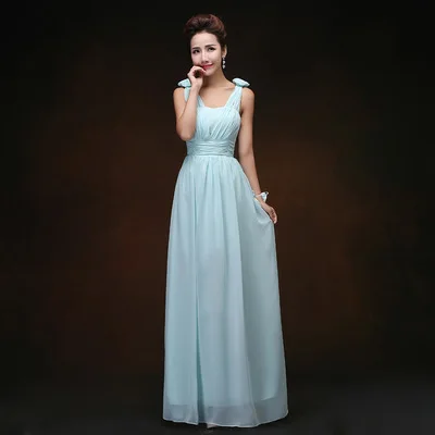 QNZL70X# шифоновое длинное платье подружки невесты с v-образным вырезом на шнуровке фиолетового цвета шампанского, розового и синего цвета,, свадебное платье с цветами на заказ - Цвет: baby blue E