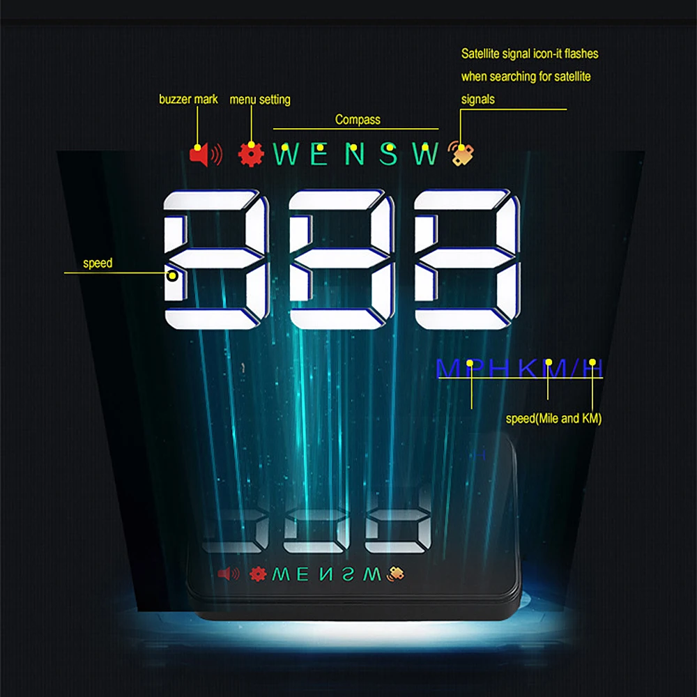 

GPS With Anti-slip Pad Digital car speedometer 3.5" Screen Car styling Car Head Up Display Windshield Projector A5 HUD