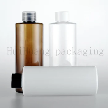 

30PCS 250ml empty plastic white clear PET bottle with dispensing cap for cosmetic packaging, lotion containers with screw lid