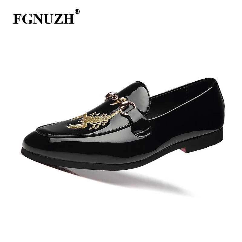 

FGNUZH Newest Formal Shoes Pointed Toe Dress Fashion Men Loafers Leather Oxford Shoes for Men Mariage Wedding Shoes ST368