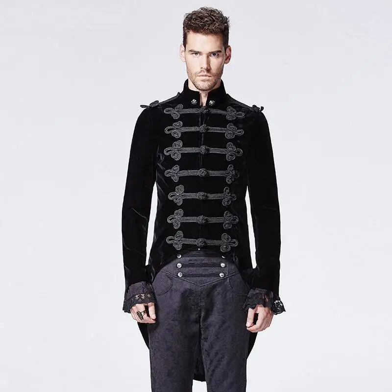 

PUNK RAVE Men's Victorian Palace Gothic Swallow Tail Black Jacket Club Party Halloween Men Dress Coat Mens Windbreaker Jackets