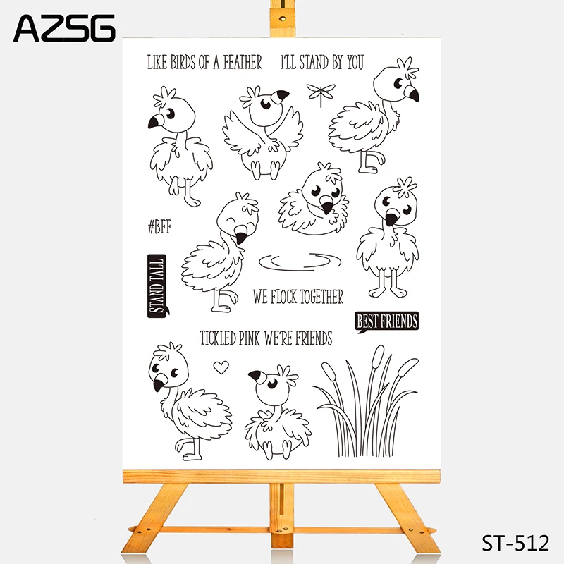 

AZSG Cartoon Lovely Ostrich Clear Stamps Cutting Dies Set for DIY Scrapbooking/photo Album Decorative Craft Clear Stamp Chapte