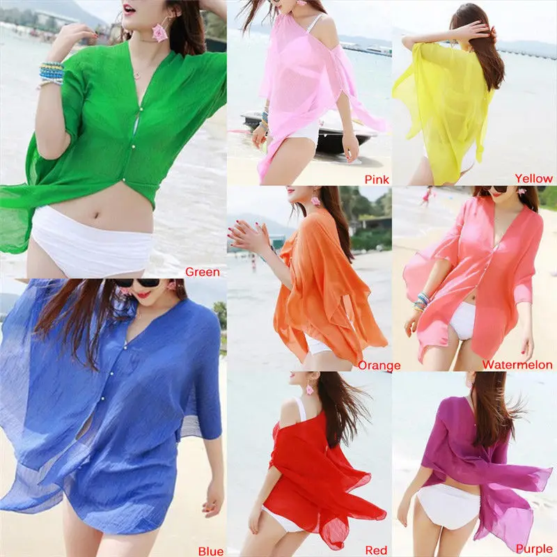 

Women Summer Brief Bikini Beach Cover Up Kaftan Bikinis Lady Sexy Top Length:135 cm