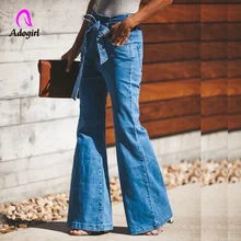 Джинсы с завышенной талией для женщин тонкие Стрейчевые джинсовые пояса облегающие обтягивающие брюки-клеш с эффектом пуш-ап женские джинсы для офиса