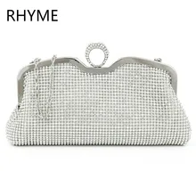 RHYME New Fashion Women Evening Bag Austrian Diamond Aluminium Female Shinestone Banquet Wedding Party Lady Beaded