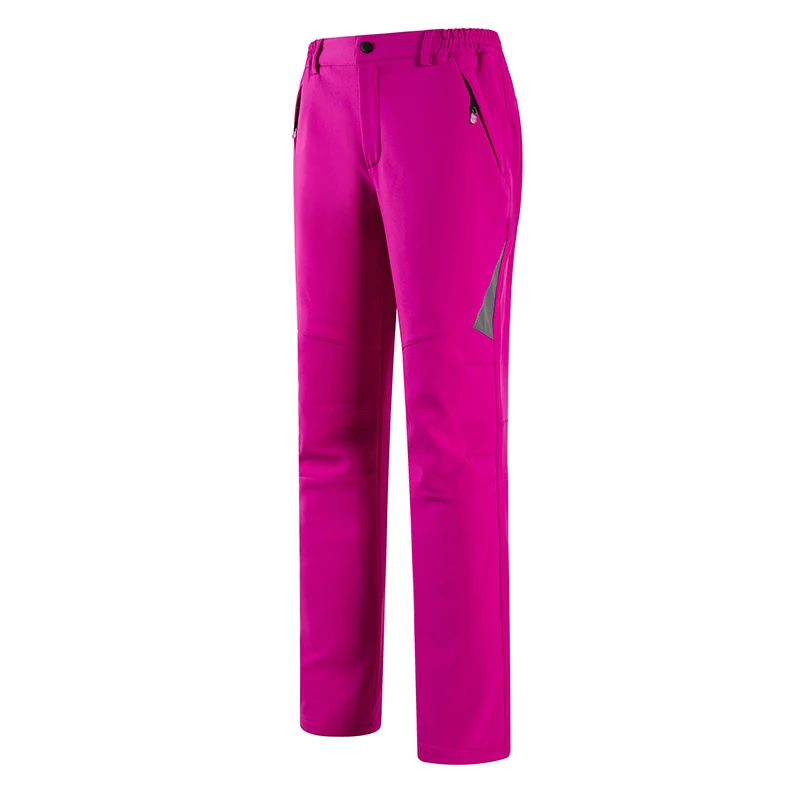S-5XL зимние уличные походные брюки для мужчин водонепроницаемые тепловые флисовые ветрозащитные брюки мягкие оболочки женские лыжные Трекинговые Брюки - Цвет: Women Rose red
