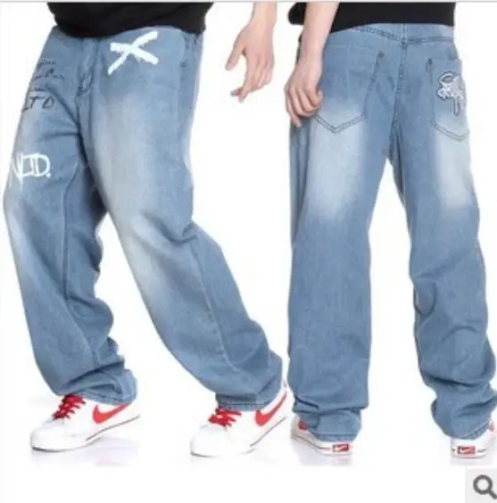 

2016 Wholesale New Fashion Mens Boys Embroidery Hip Hop Washed Loose Casual Jeans Pants Denim Cool Trousers Size 30-46