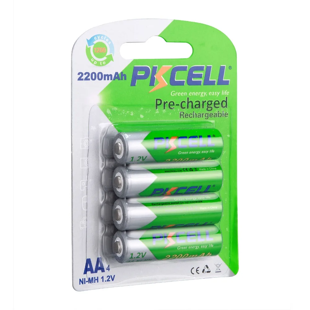 4 шт./упак. Pkcell 1,2 V 2200mAh AA металл-гидридных или никель Перезаряжаемые батареи 2A никель-металл-гидридного Замена батареи для светильники в виде игрушек