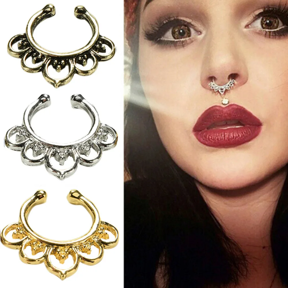 New 1Pc Septum Clip Jewelry Variety Fake Septum Nose Rings