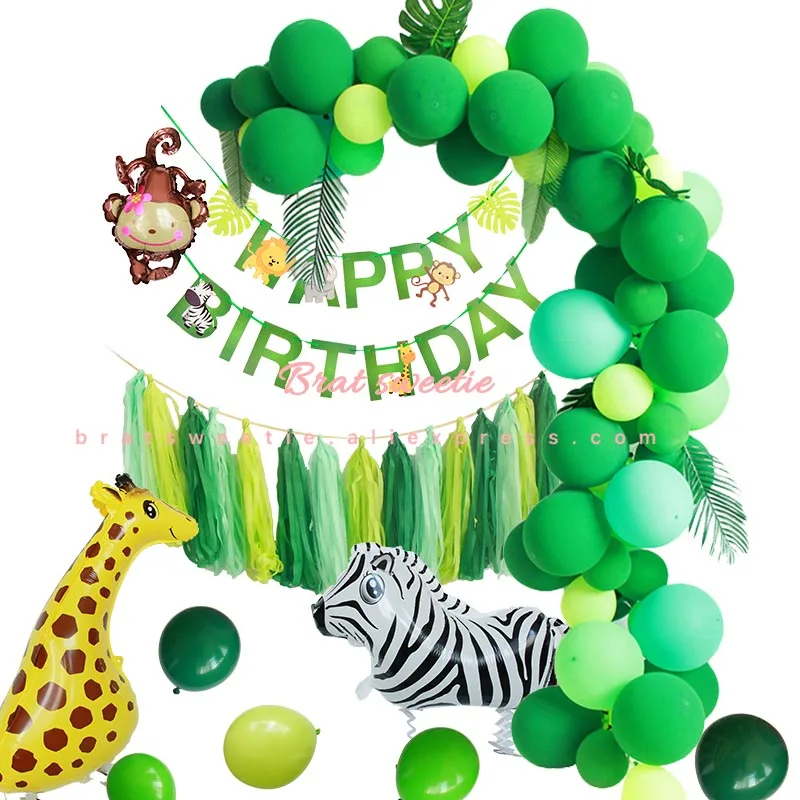 Вечерние шары из латекса в джунглях, гирлянда, набор сафари, дикая природа, обезьяна, жираф, воздушные шарики в виде животных, комплект для детского шоу, детские товары для дня рождения