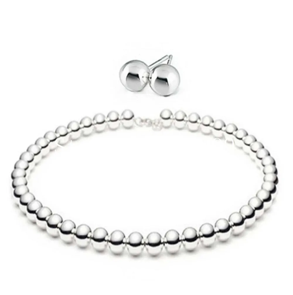 4mm/6mm/8mm stainless steel solid ball handmade necklace jewelry studs