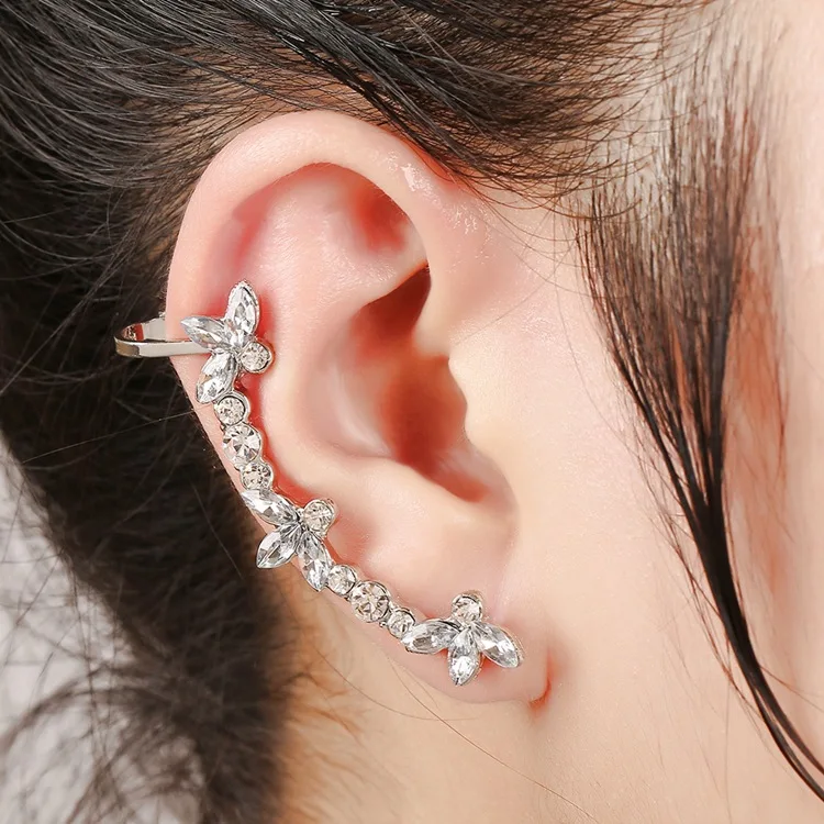 2018 fashion trendsetter petal type zircon ear clip earrings screw