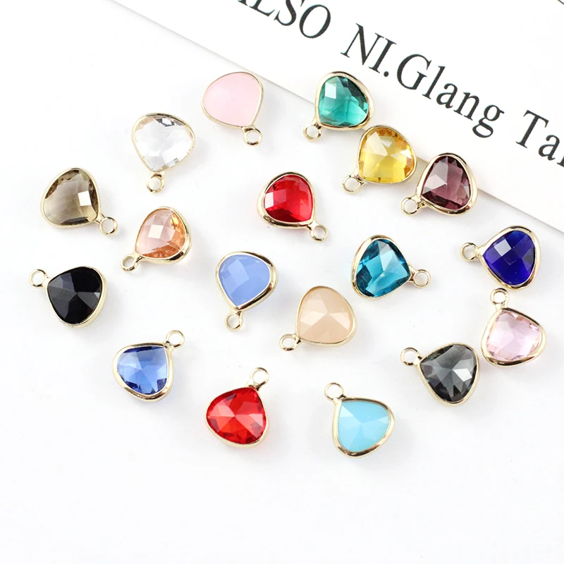 10PCS 10X12MM Bezel Gem Pendants Charms Triangle Bezel Pendant with Gold Plated Edge Diy Jewelry
