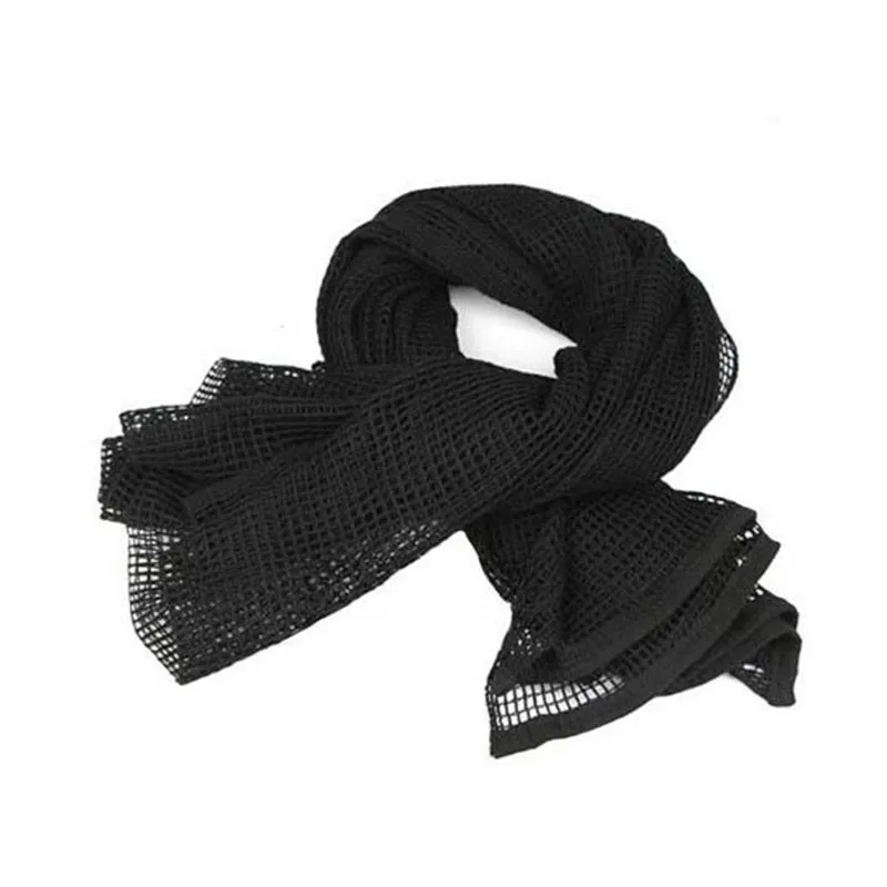 190*90 см хлопковый военный Камуфляжный Тактический сетчатый шарф снайперская вуаль для лица охотничий кемпинг многоцелевой туристический шарф - Цвет: Black