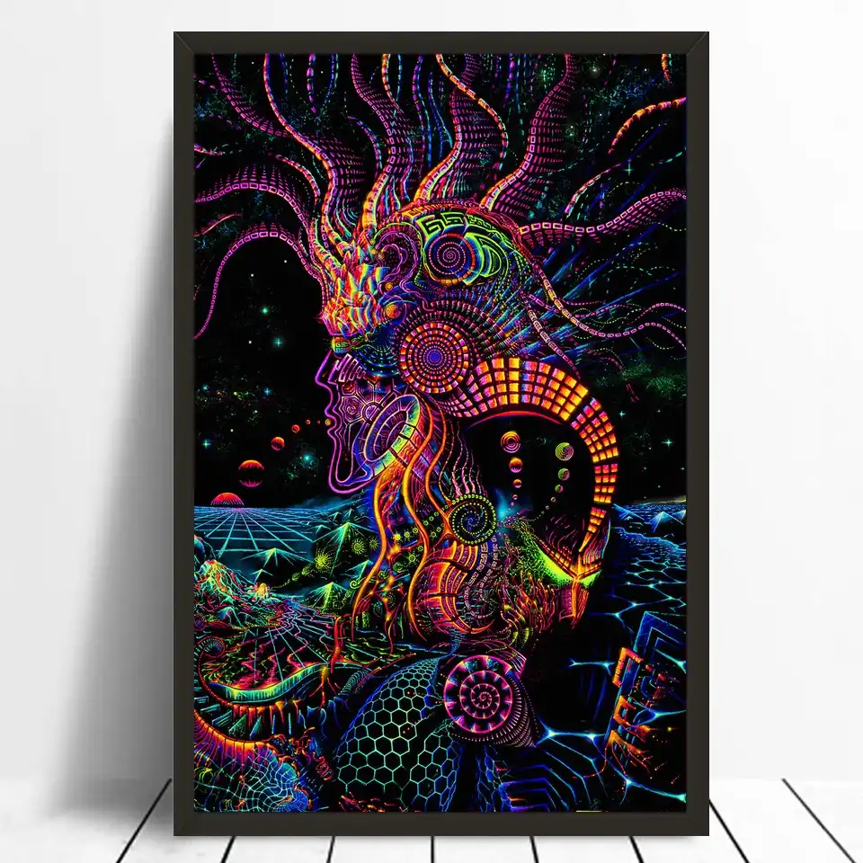 Blacklight Paintings Psychedelic Abstract Art Canvas Fabric Poster Print Trippy Picture Wall Decor Blacklight Paintings Psychedelic Abstract Art Canvas Fabric Poster Print Trippy Picture Wall Decor