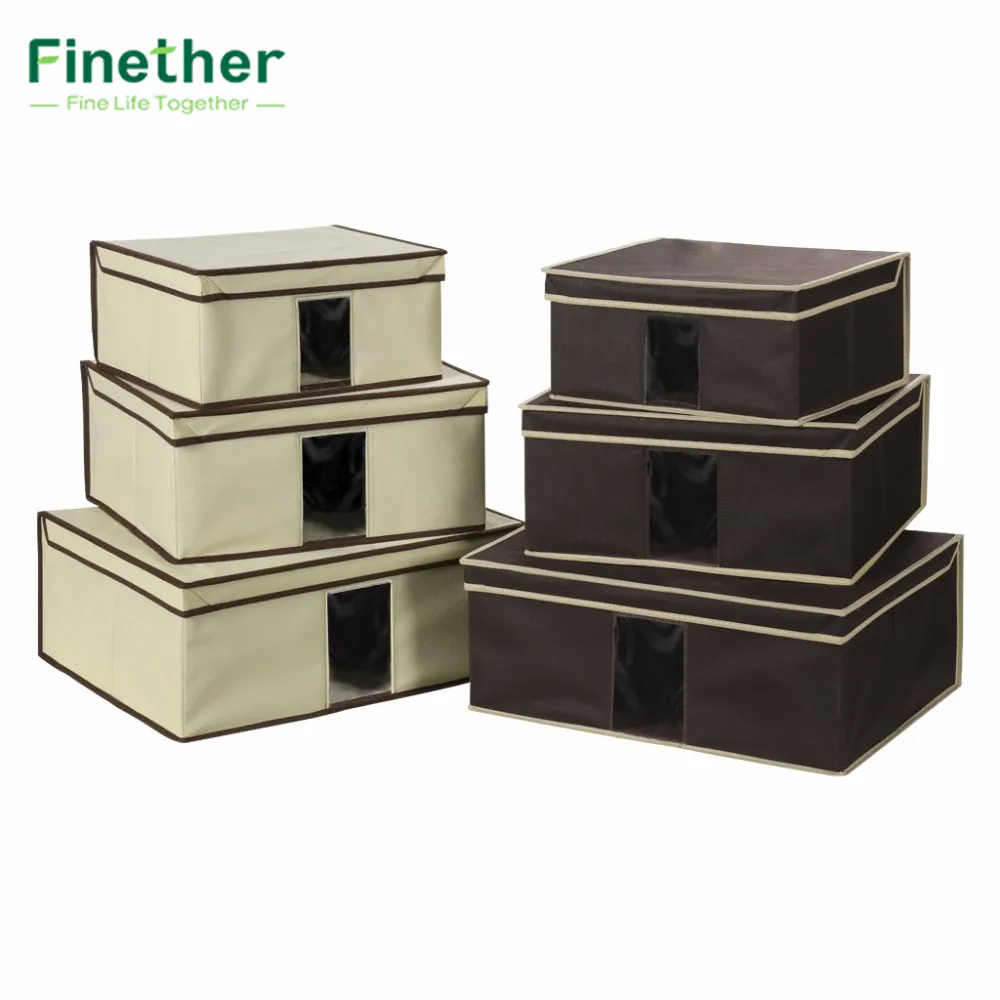 Simple Yet Chic 3 pcs Foldable Fabric Storage Box Case with